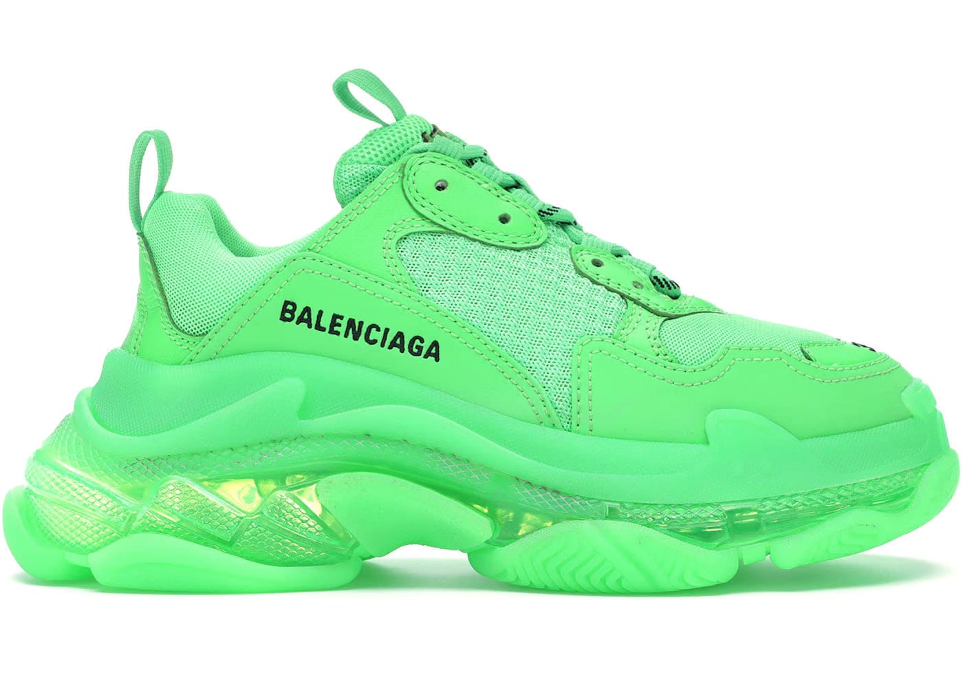 Balenciaga Triple S Neon Green Clear Sole Womens