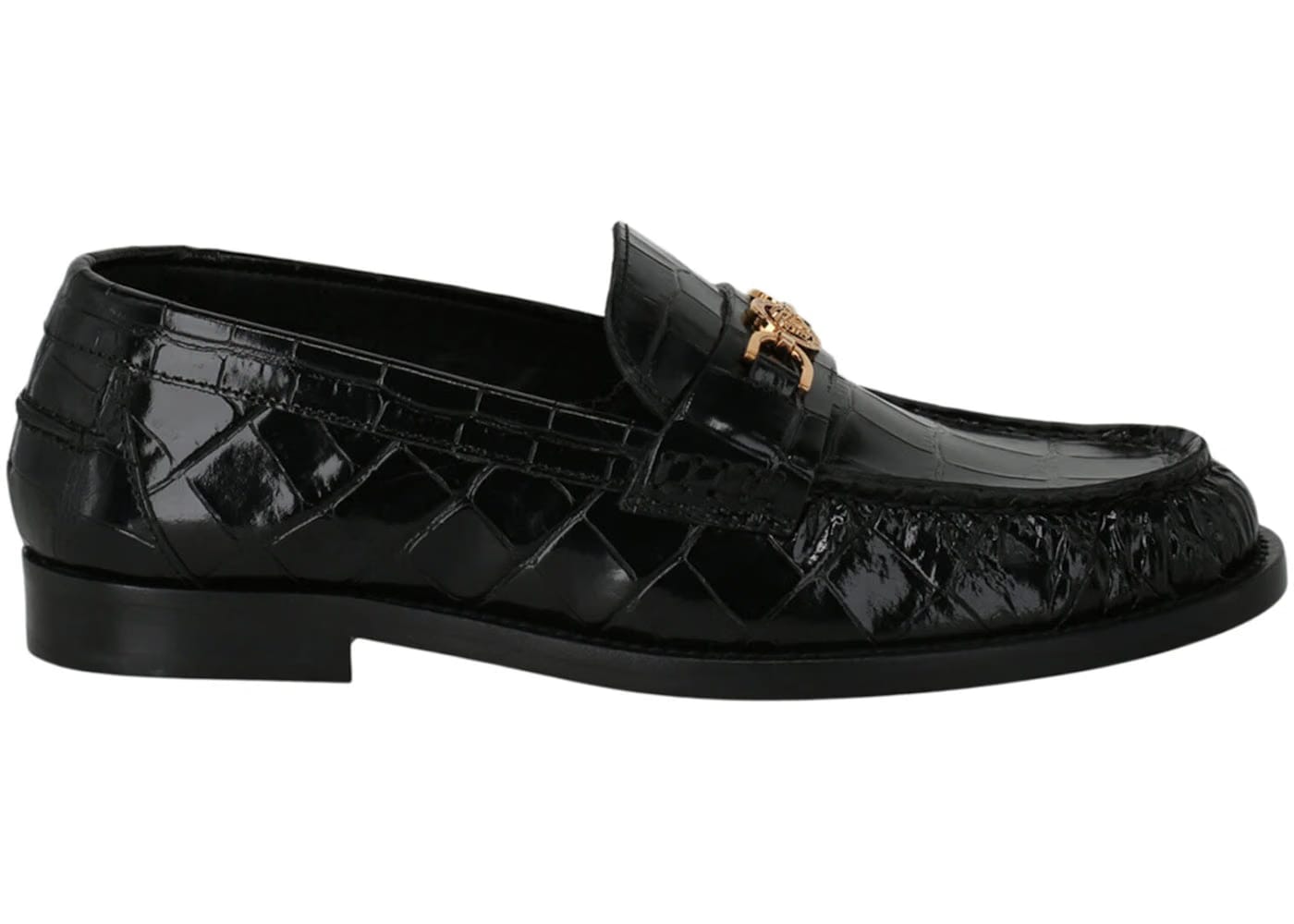 Versace Croc-Effect Medusa '95 Loafers Black (Women'S)