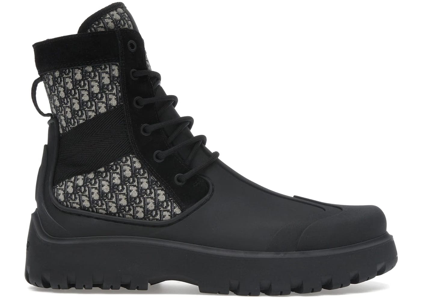 Dior Garden Lace Up Ankle Boots Black Rubber