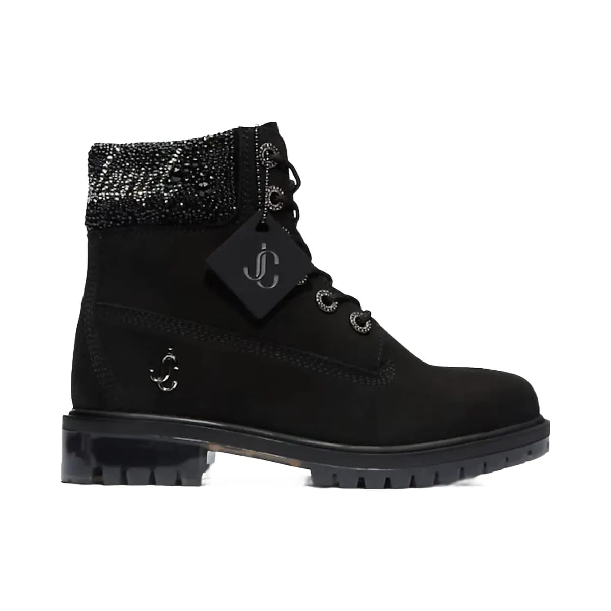 Timberland X Jimmy Choo 6" Boots Black Crystal Collar