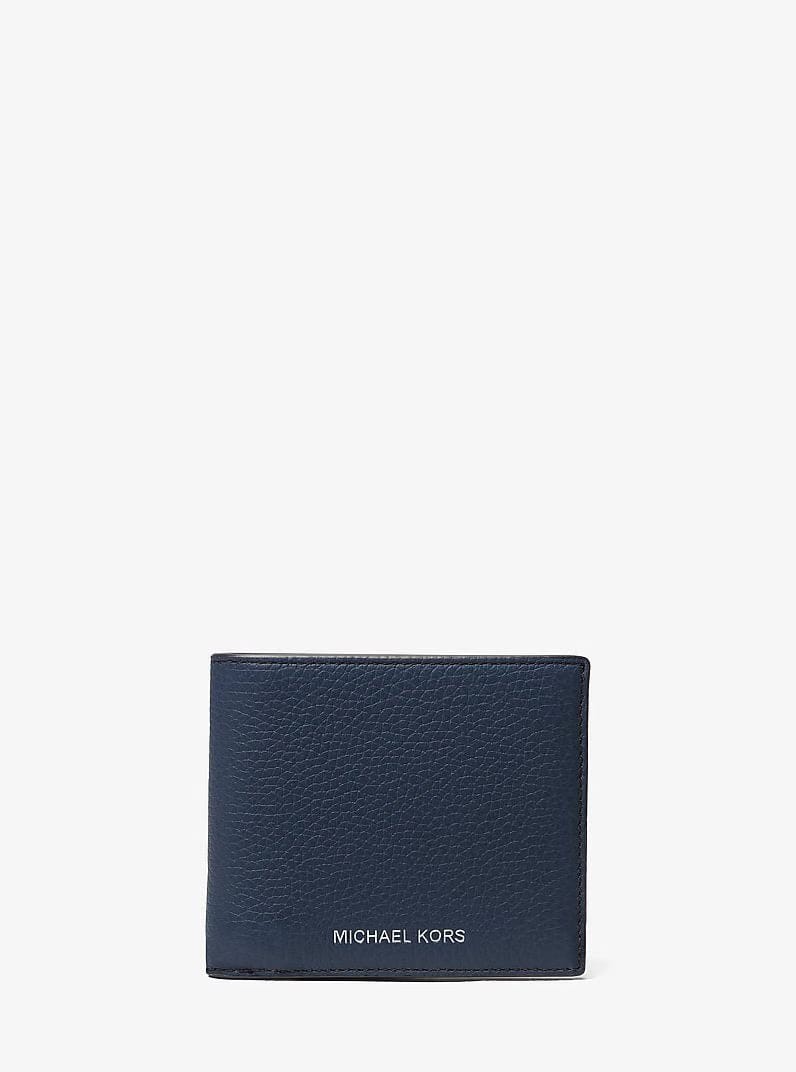 Michael Kors Cooper Pebbled Leather Billfold Wallet Navy