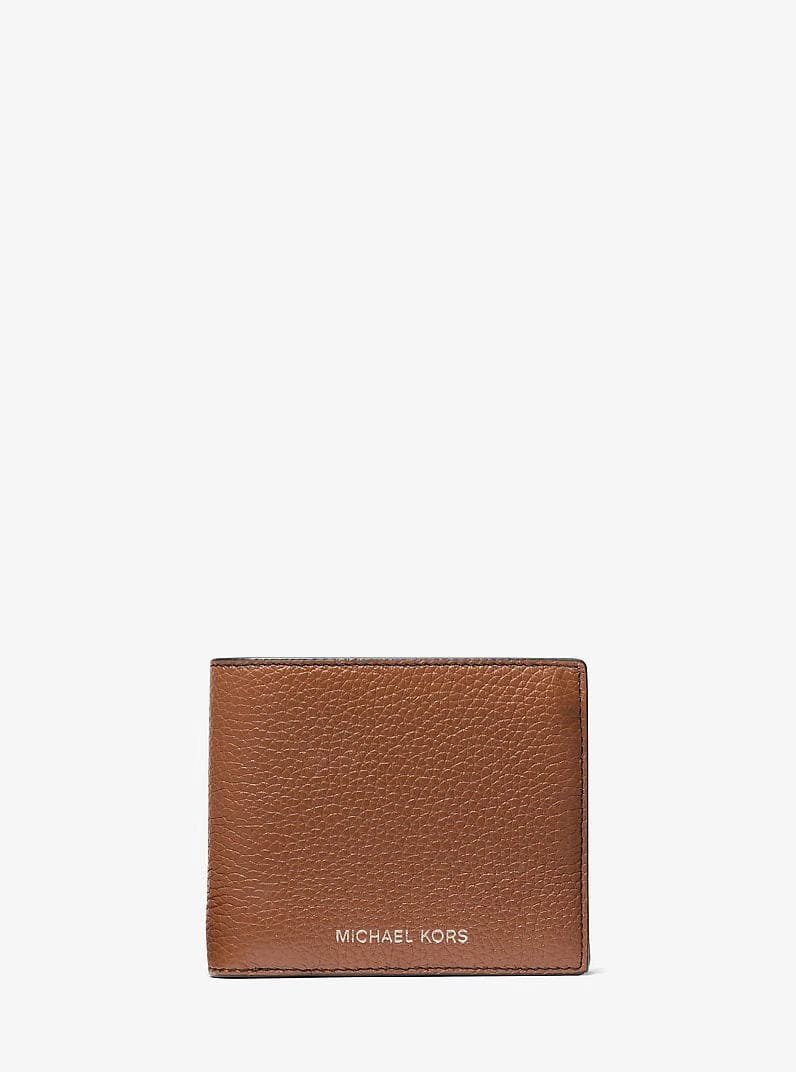 Michael Kors Cooper Pebbled Leather Billfold Wallet With Coin Pouch Luggage
