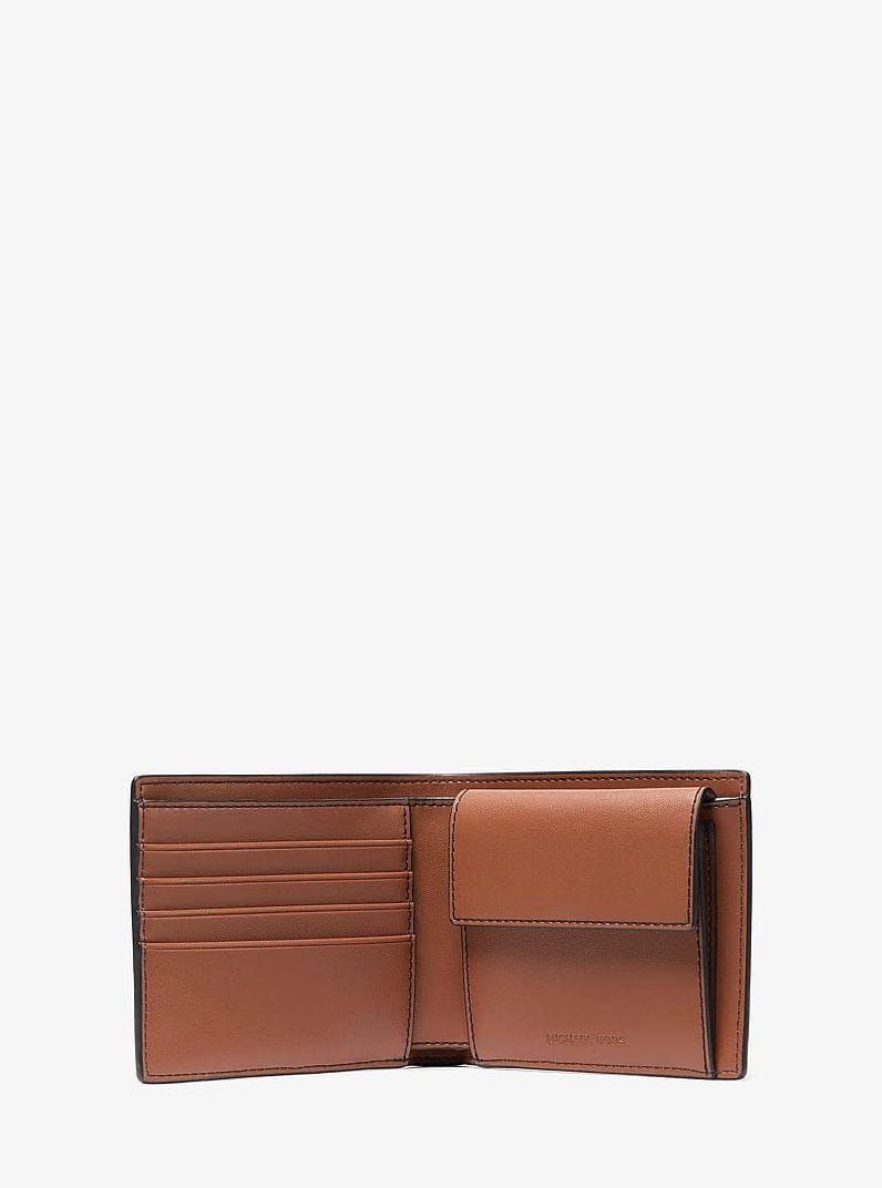 Michael Kors Cooper Pebbled Leather Billfold Wallet With Coin Pouch Luggage