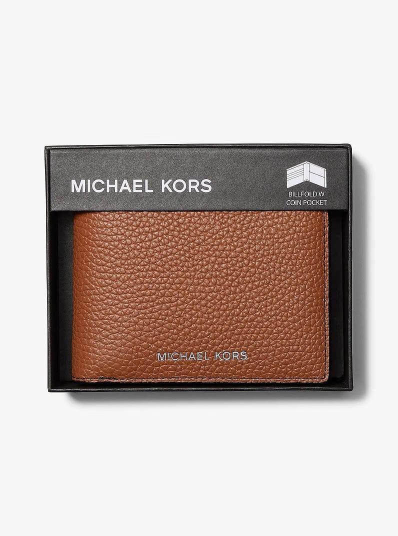 Michael Kors Cooper Pebbled Leather Billfold Wallet With Coin Pouch Luggage