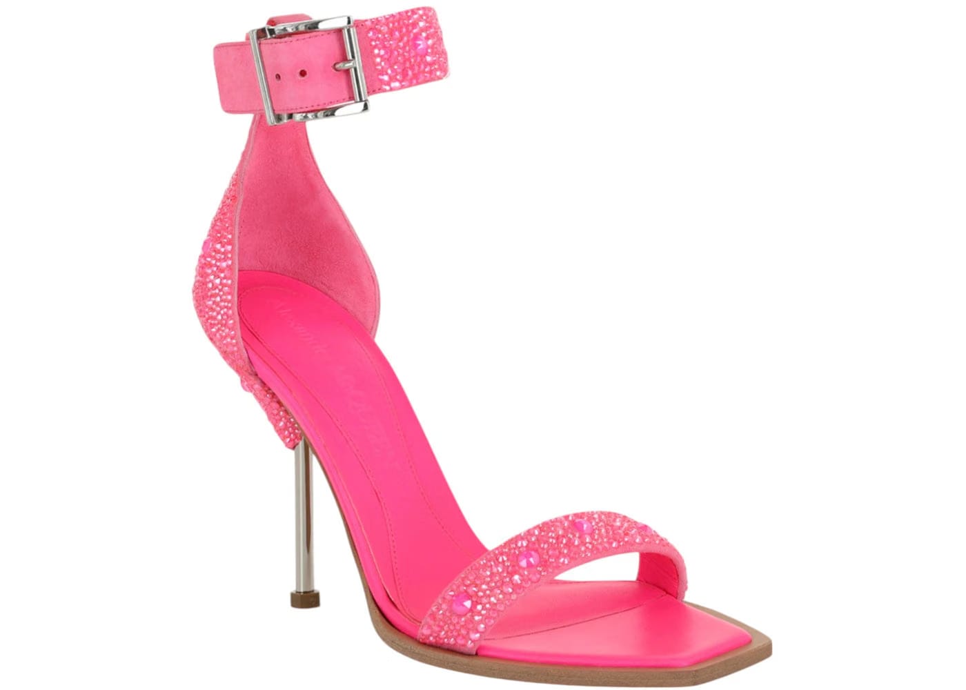 Alexander Mcqueen Crystal Embellished Heel Sandals Pink Silver (Women'S)