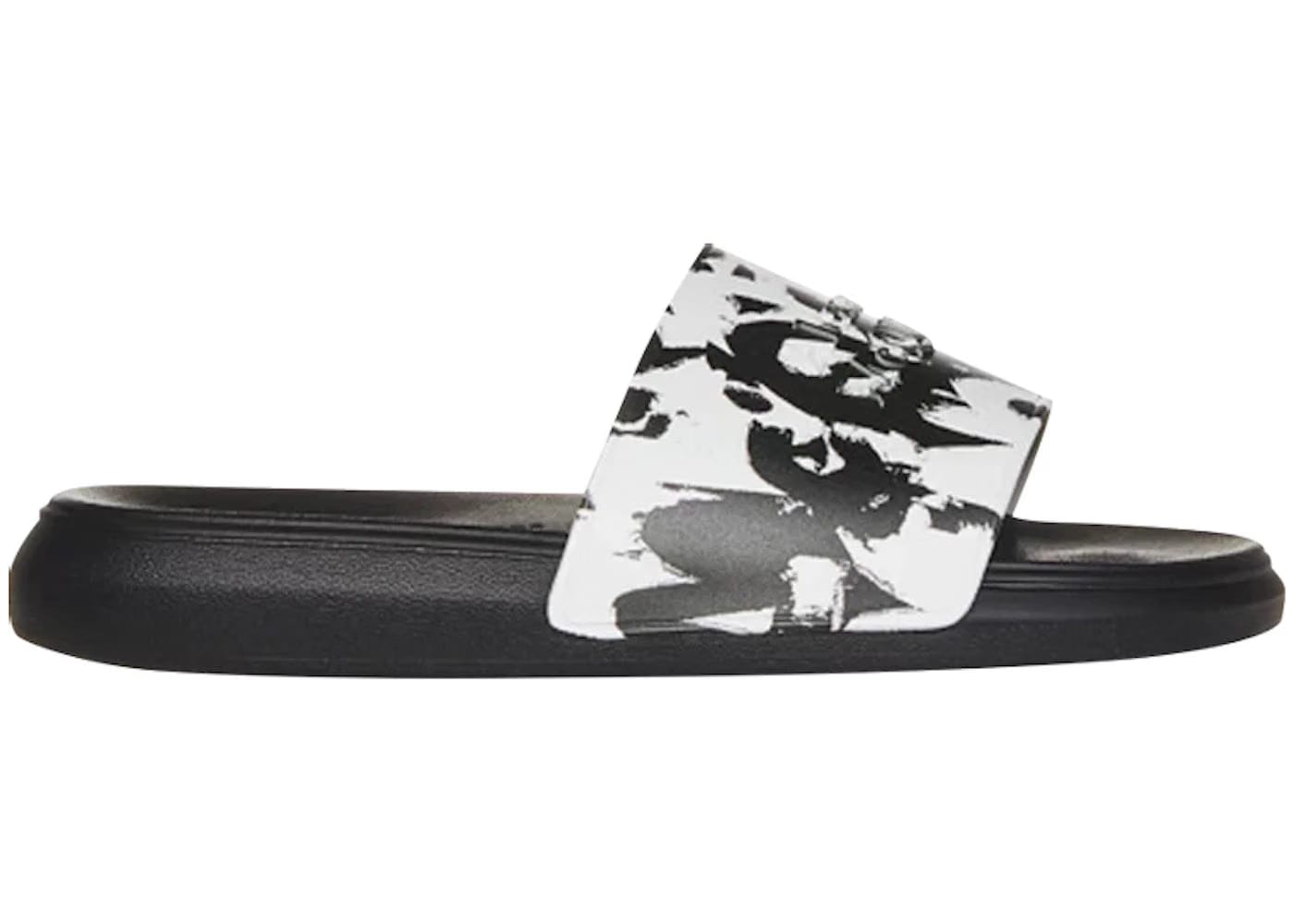 Alexander Mcqueen Graffiti Pool Slide Black White