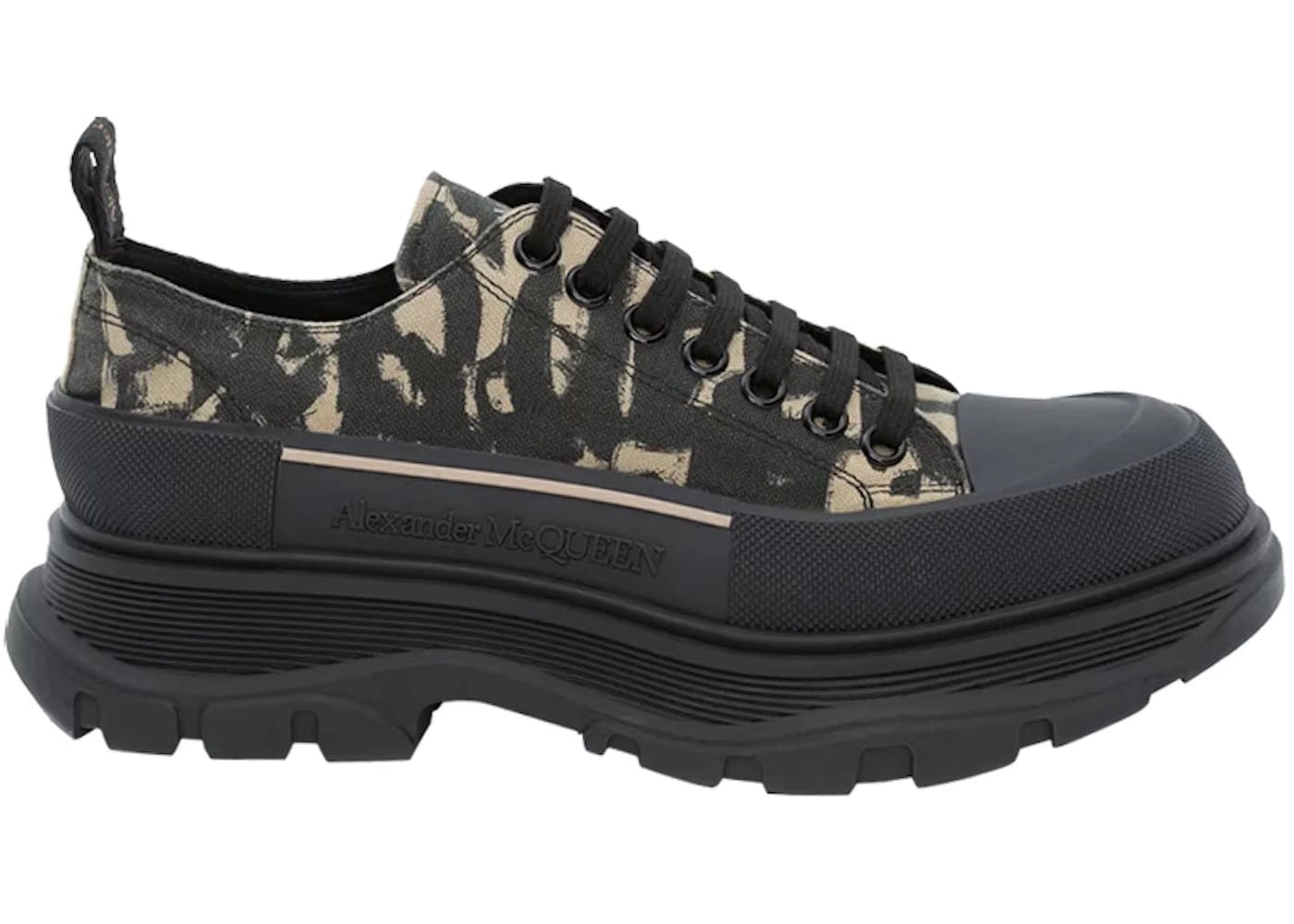 Alexander McQueen Tread Slick Lace-Up Graffiti - Black Beige
