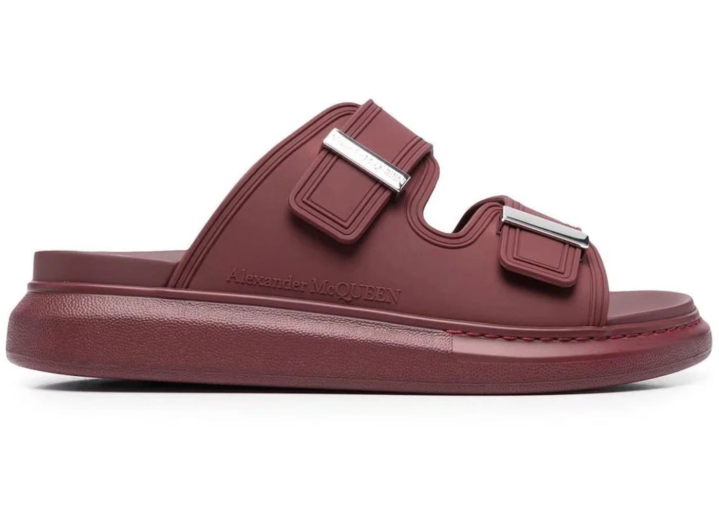 Alexander McQueen Hybrid Double Buckle Sandal Burgundy