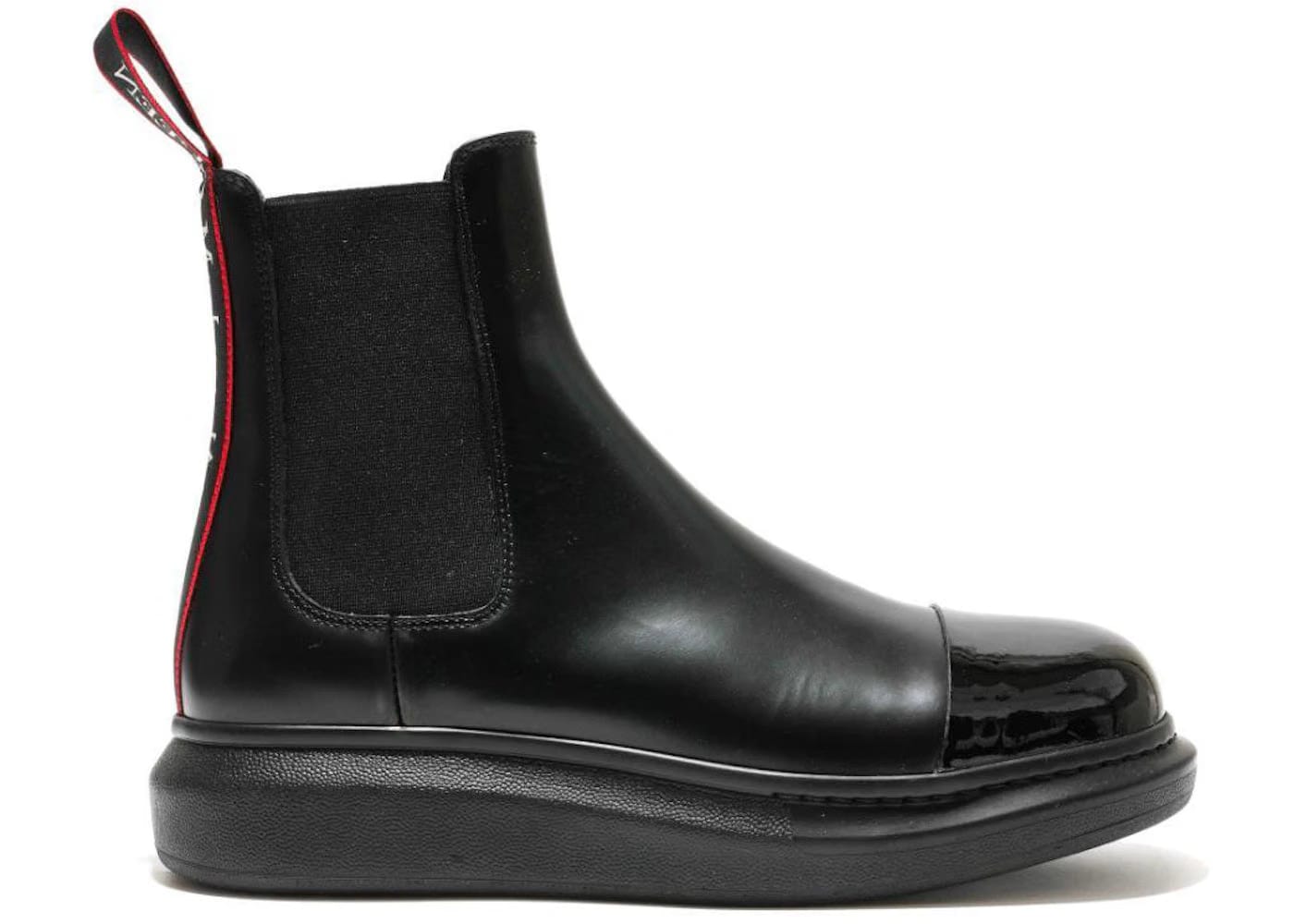 Alexander McQueen Hybrid Chelsea Boot Black Red Patent Toe