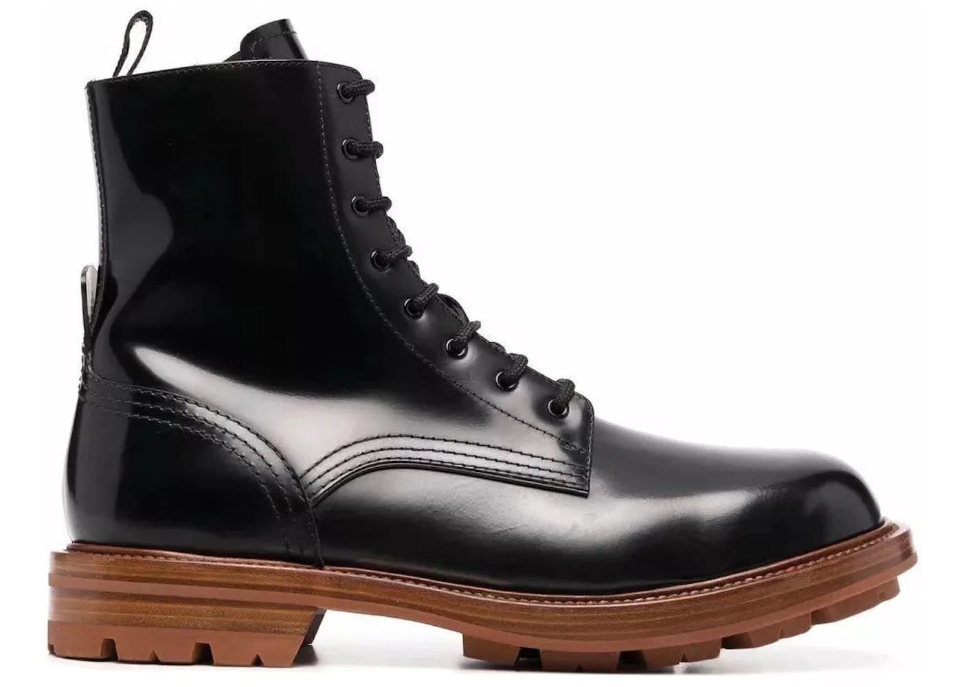 Alexander McQueen Lace-Up Ankle Boot Black Cedar Brown