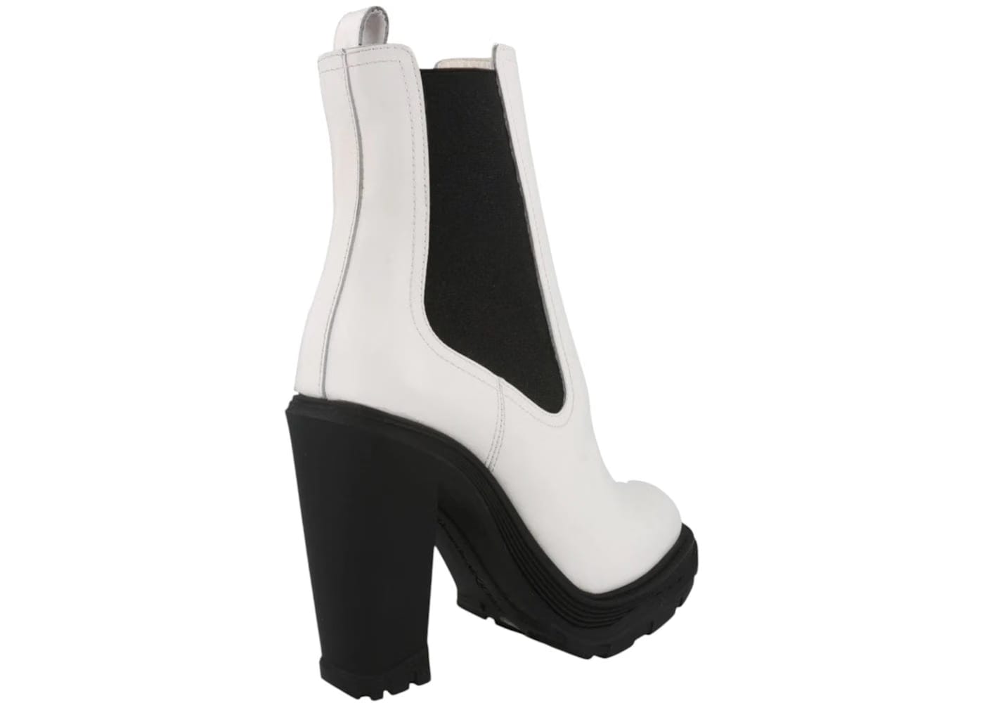 Alexander McQueen Wmns Tread Slick Heeled Chelsea Boot 'Ivory Black'