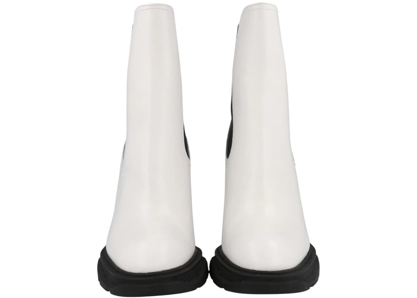 Alexander McQueen Wmns Tread Slick Heeled Chelsea Boot 'Ivory Black'