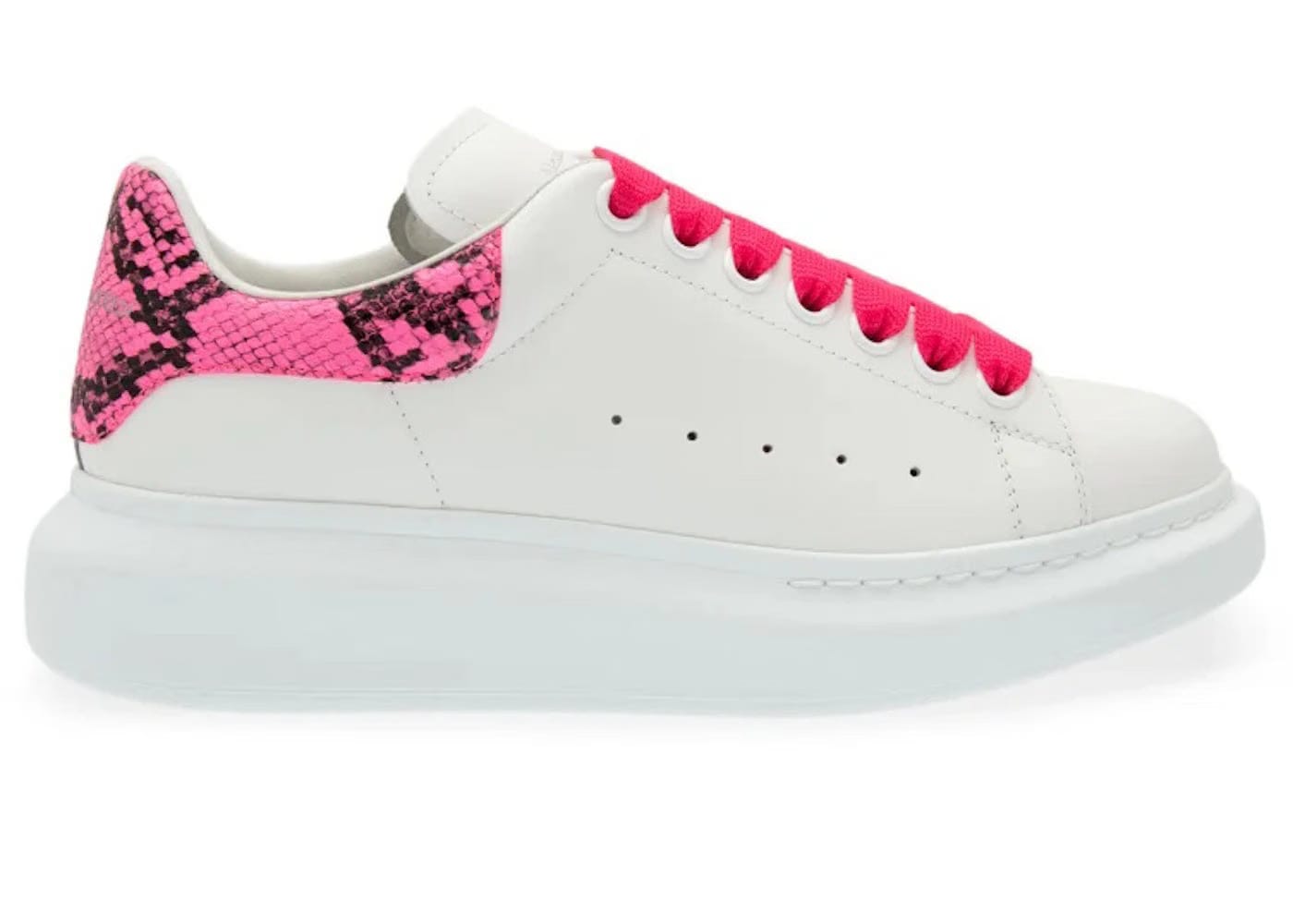 Alexander McQueen Wmns Oversized Sneaker 'Snake Print - White Pink'