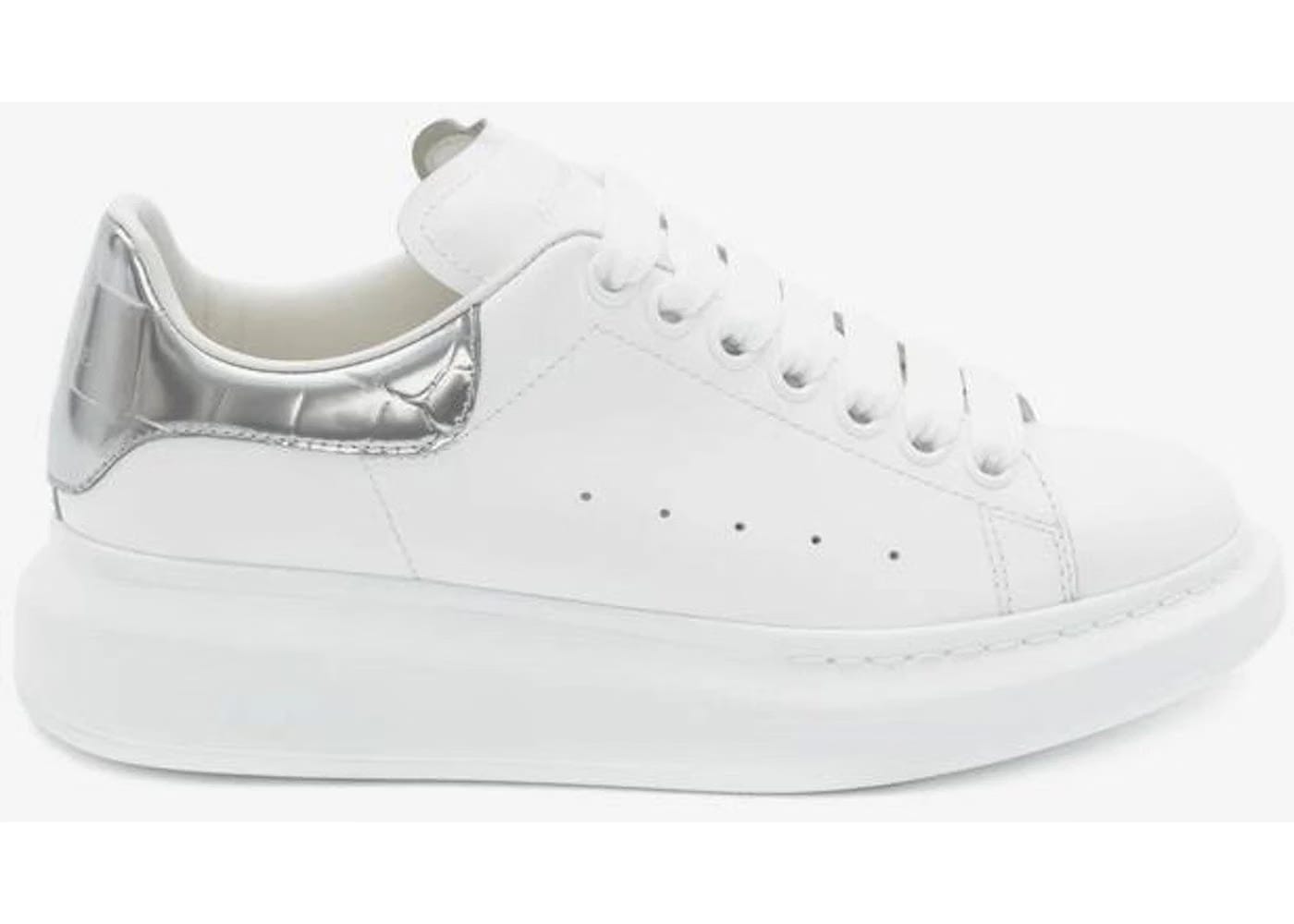 Alexander Mcqueen Oversized White Silver Croco (Women'S)