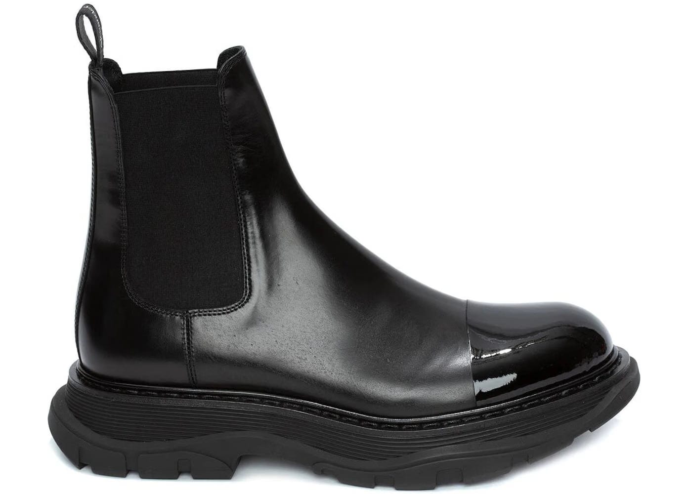 Alexander Mcqueen Shiny Toecap Tread Chelsea Boot Black