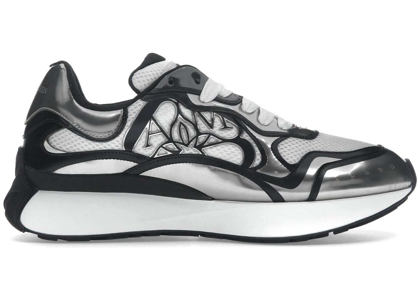 Alexander Mcqueen Sprint Runner Black White Silver-Tone Seal