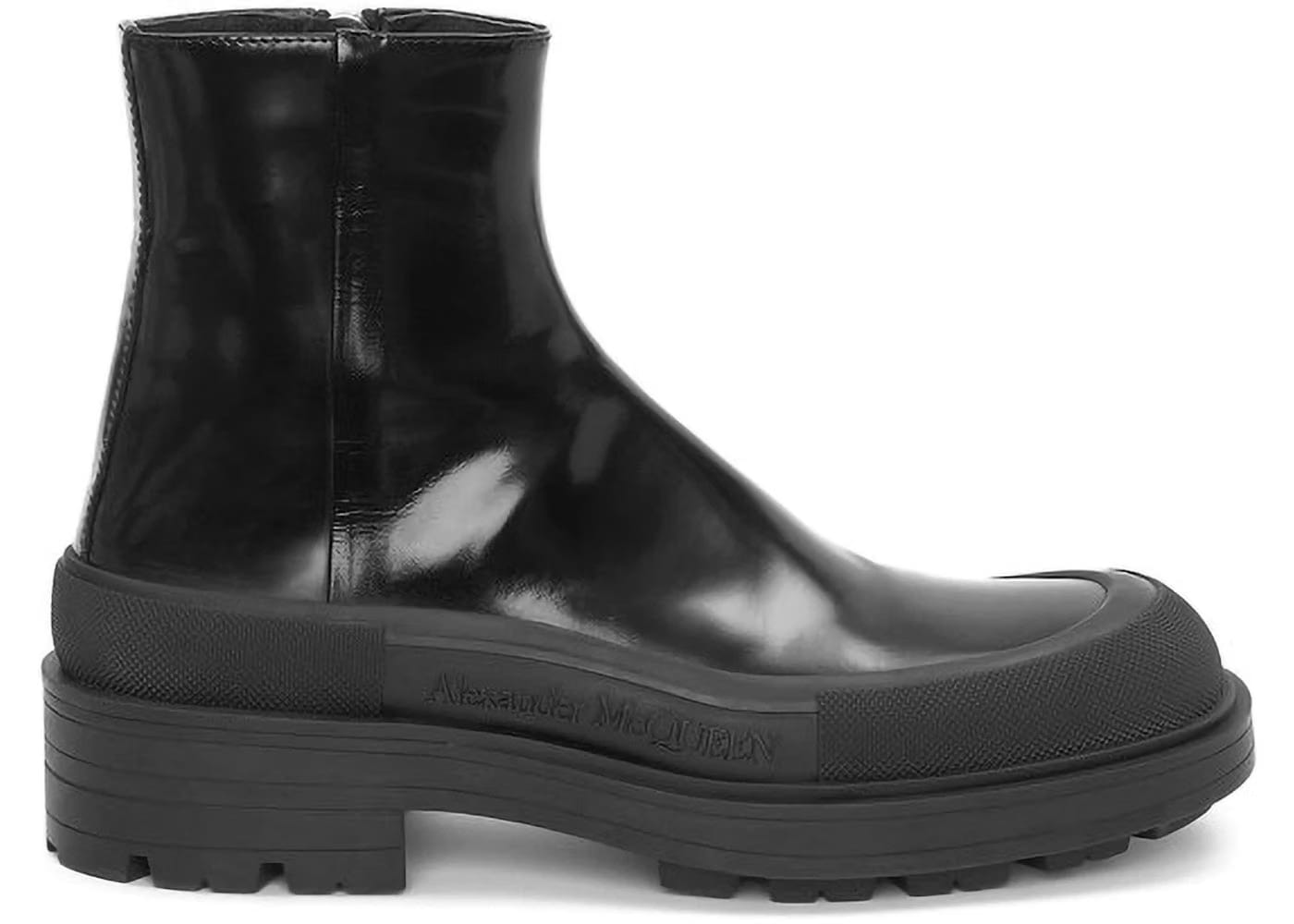 Alexander McQueen Tread Slick ZIpped Ankle Boot Black