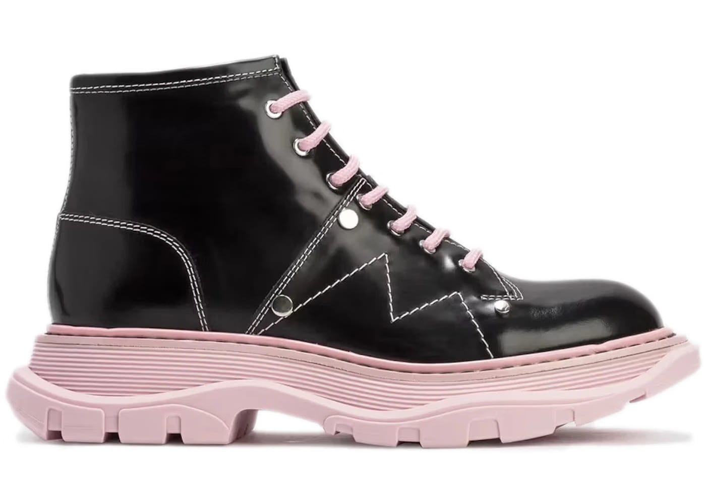 Alexander McQueen Wmns Tread Slick Lace Up Boot 'Black Pink'