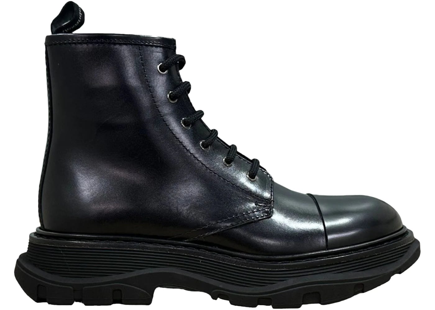 Alexander McQueen Tread Lace-Up Combat Boot Black