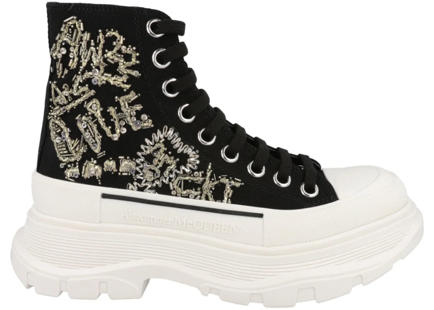 Alexander McQueen Wmns Tread Slick Boot 'Black Gold Crystal'