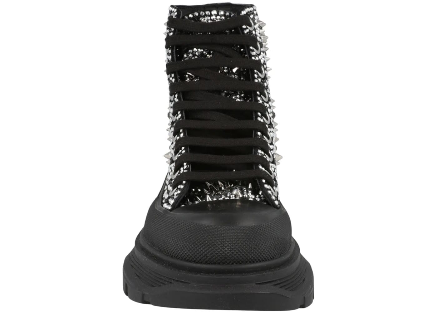 Alexander Mcqueen Tread Slick Boot Black Silver Crystal (Women'S)