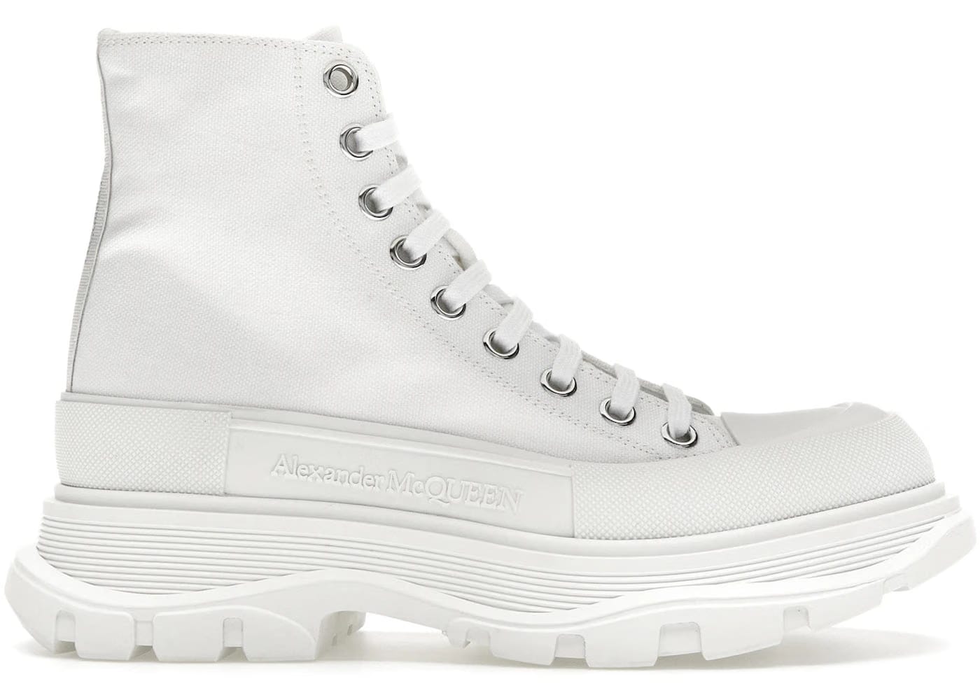 Alexander Mcqueen Tread Slick Boot Canvas White White (Women'S)