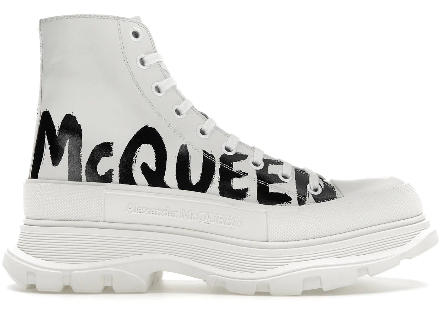 Alexander McQueen Tread Slick Boot Graffiti Logo - White