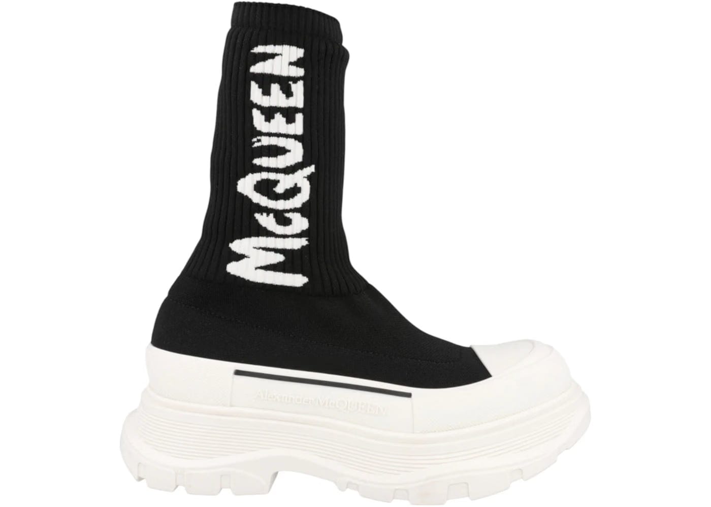 Alexander Mcqueen Tread Slick Boot Ribbed Black White (Women'S)