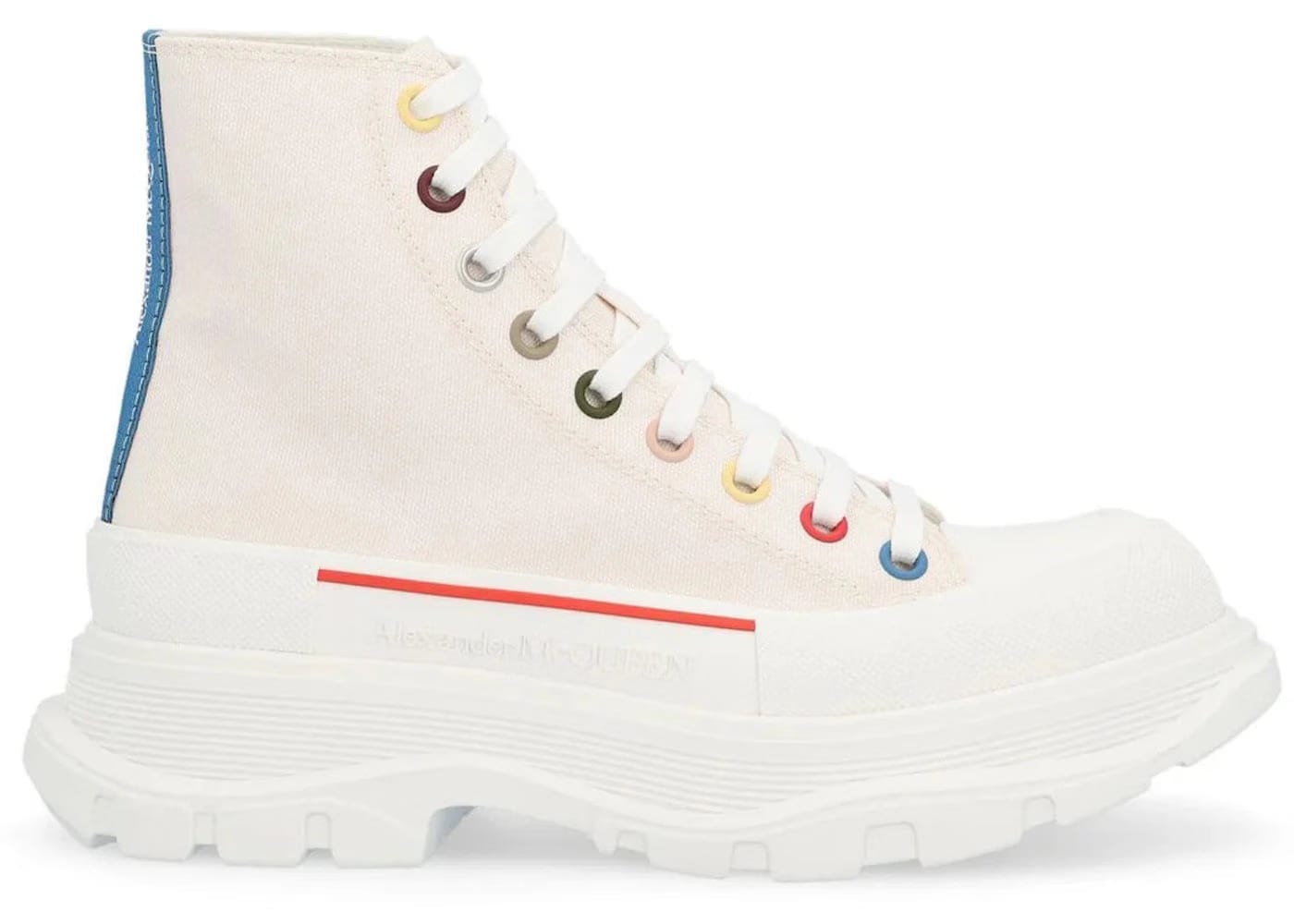 Alexander McQueen Wmns Tread Slick Boot 'White Multicolored Eyelets'