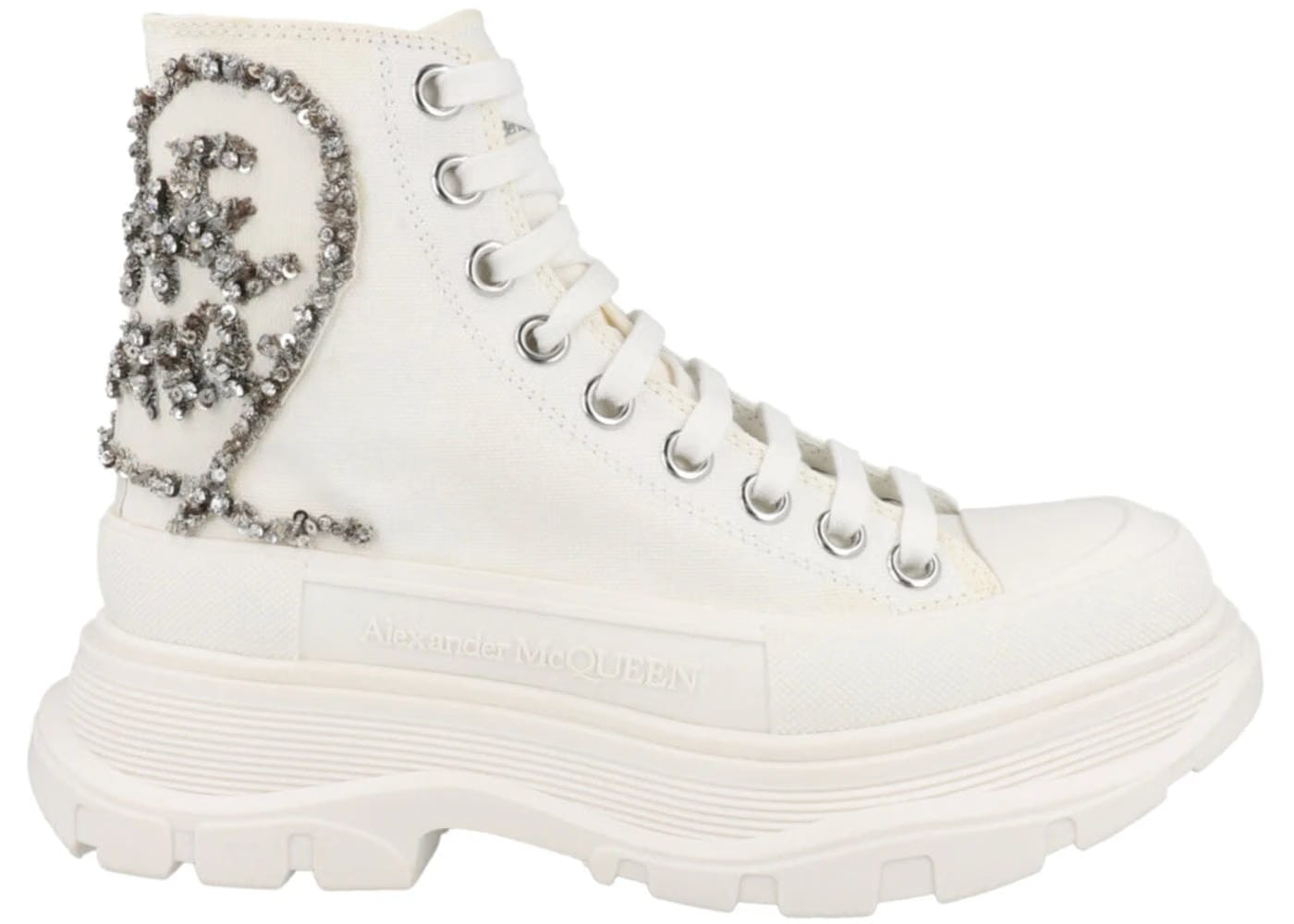 Alexander McQueen Wmns Tread Slick Boot 'White Silver Crystal'