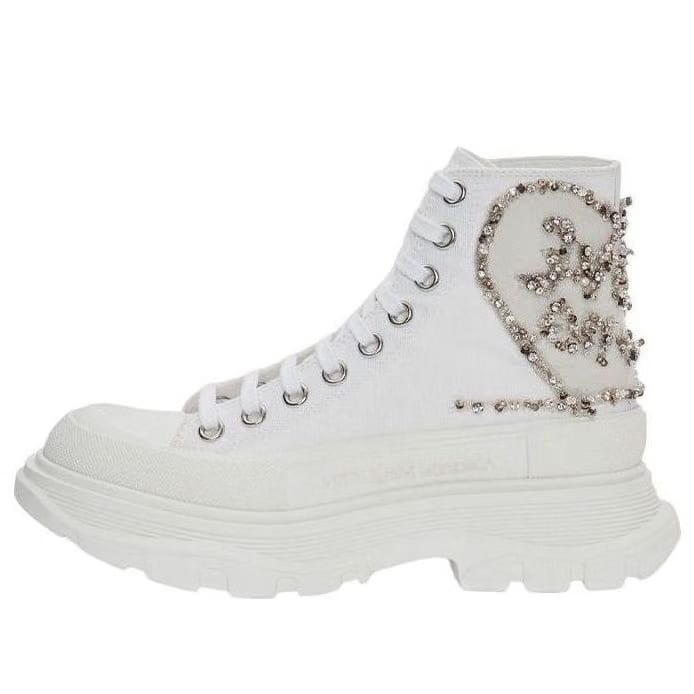Alexander McQueen Wmns Tread Slick Boot 'White Silver Crystal'