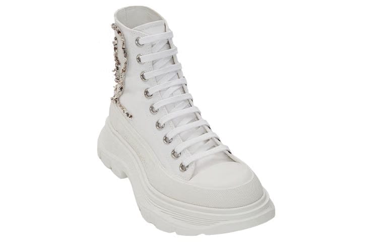 Alexander McQueen Wmns Tread Slick Boot 'White Silver Crystal'