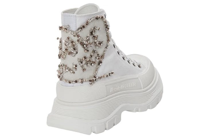 Alexander McQueen Wmns Tread Slick Boot 'White Silver Crystal'