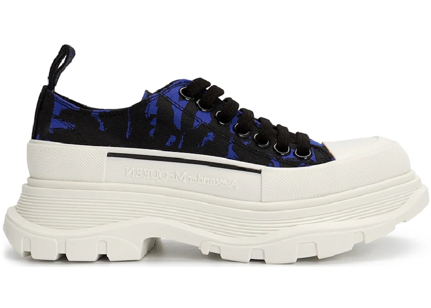 Alexander McQueen Wmns Tread Slick Low Lace Up 'Graffiti Logo - Blue Black'