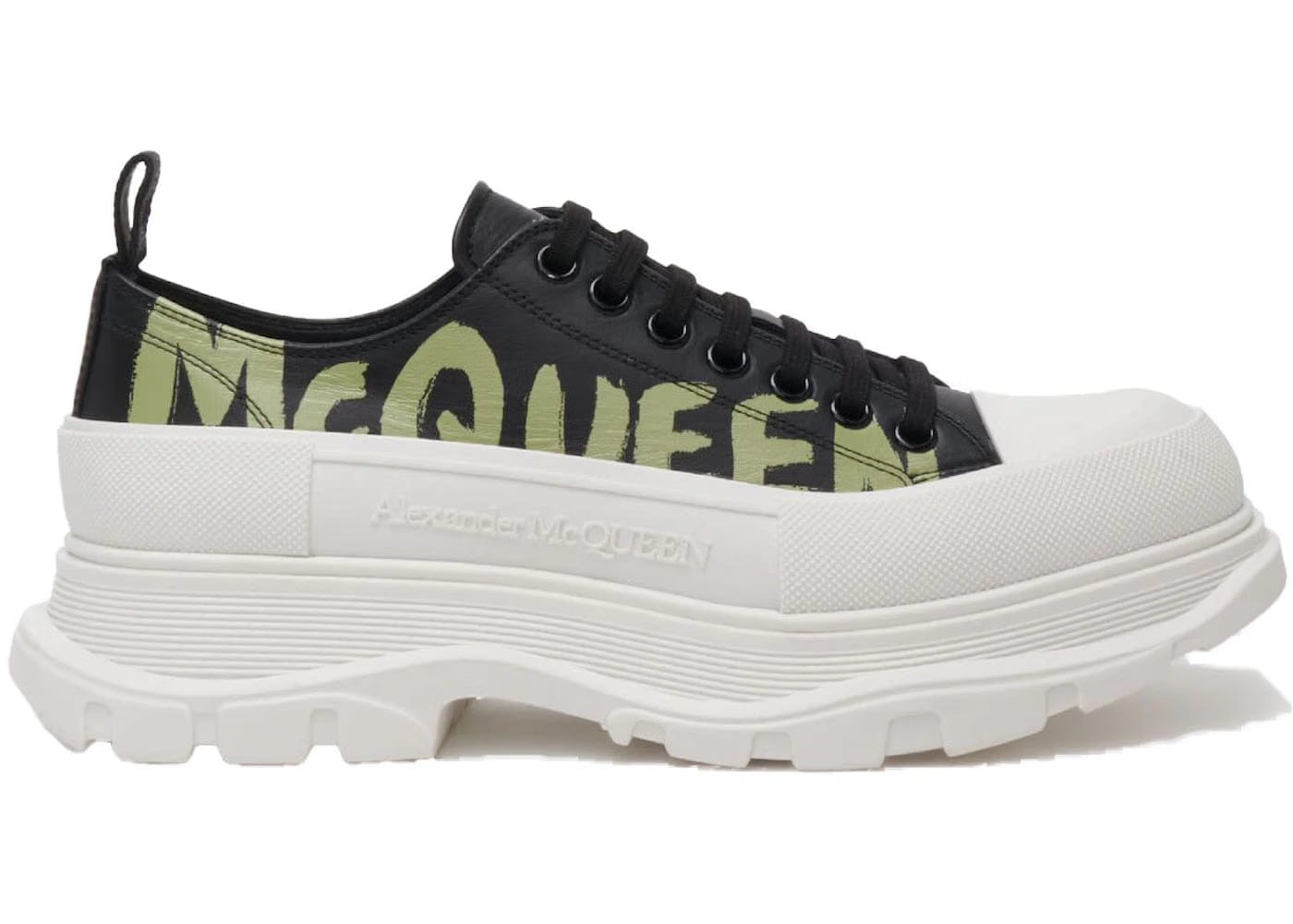 Alexander McQueen Tread Slick Lace Up Graffiti Logo - Black Khaki