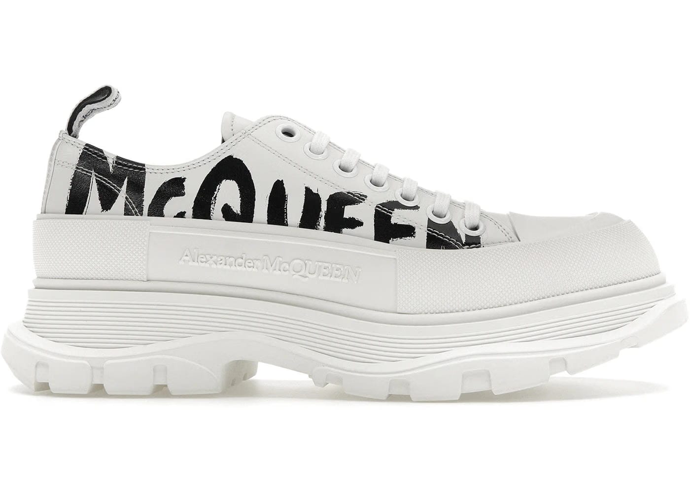 Alexander McQueen Tread Slick Lace Up McQueen Graffiti Logo - White