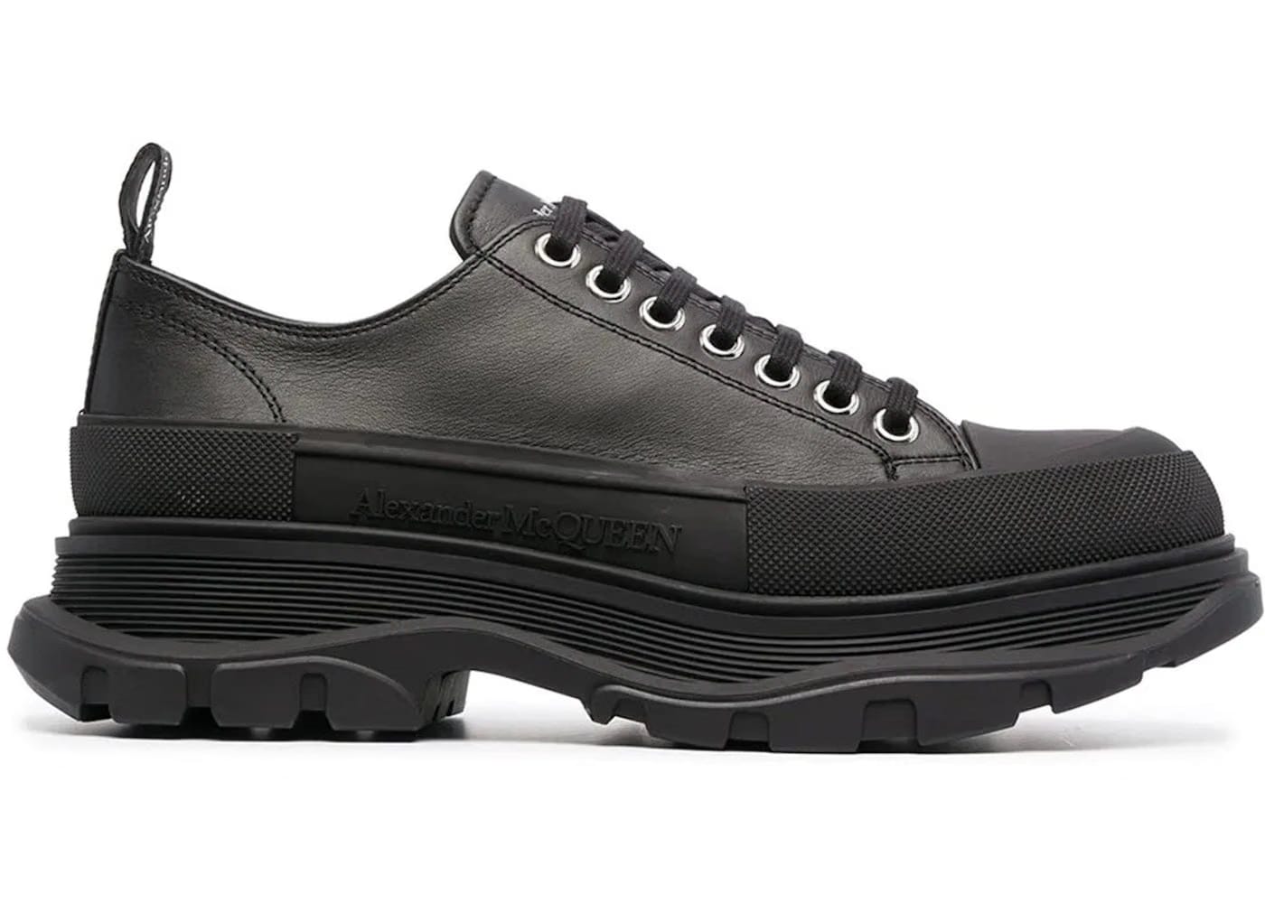 Alexander Mcqueen Tread Slick Low Lace Up Leather Triple Black