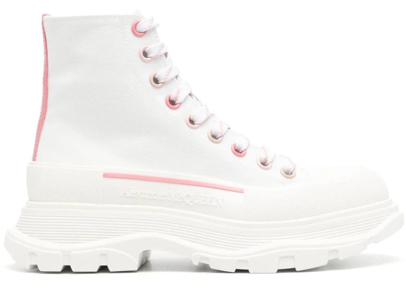 Alexander Mcqueen Tread Slick Low Lace Up White Pink (Women'S)