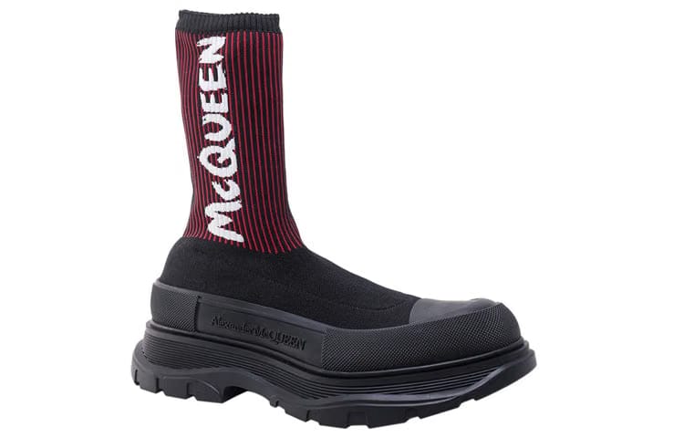 Alexander Mcqueen Tread Slick Sock Boot Black Red