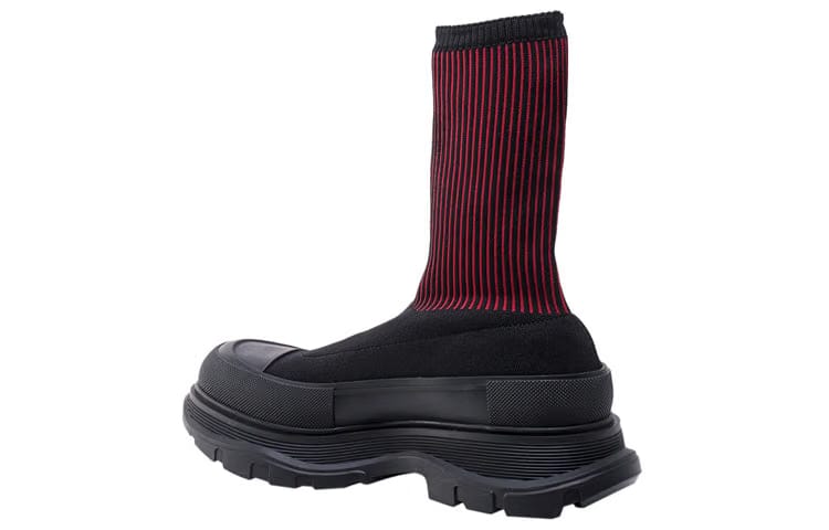 Alexander Mcqueen Tread Slick Sock Boot Black Red
