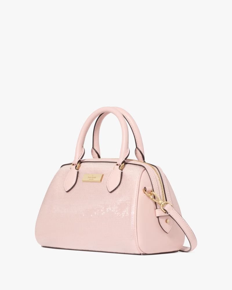 Kate Spade Madison Satin Sequin Small Dolly Duffle Rose Smoke