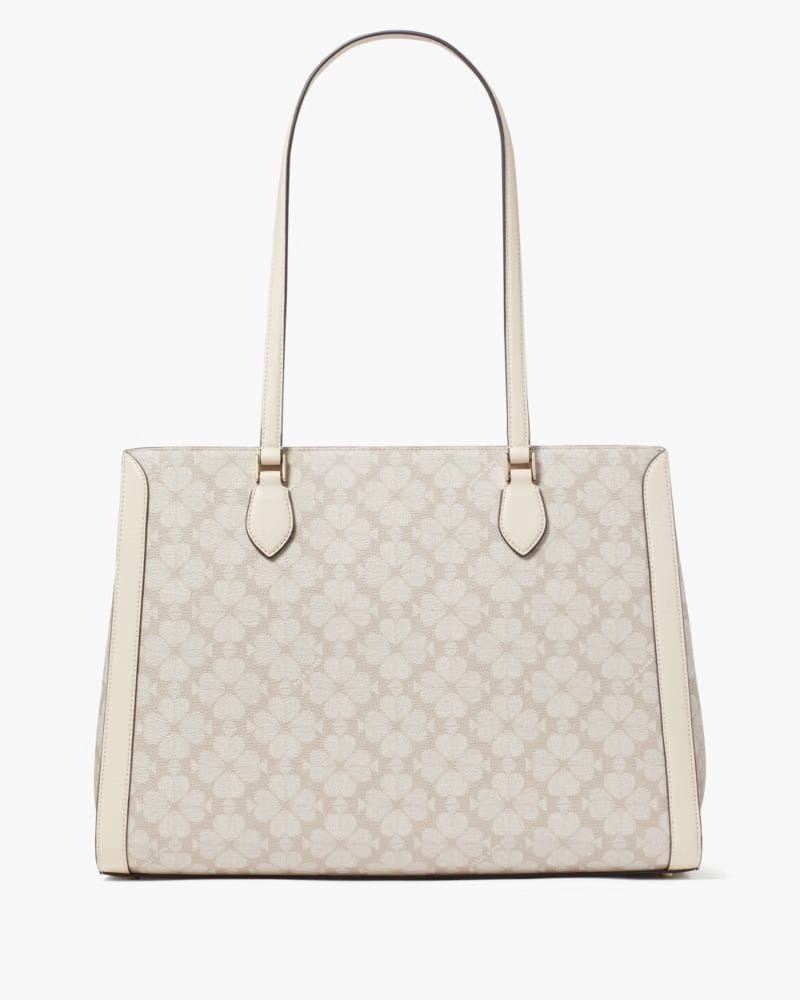 Kate Spade Signature Spade Flower East West Large Laptop Tote Dark Beige Multi