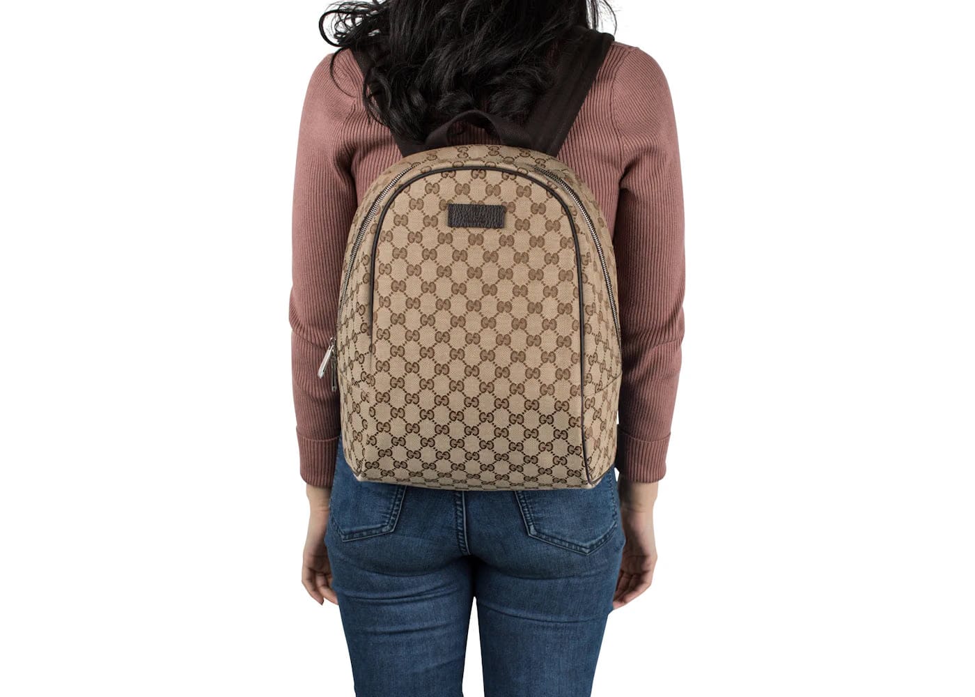 Gucci Top Zip Backpack Monogram Gg Beige/Brown