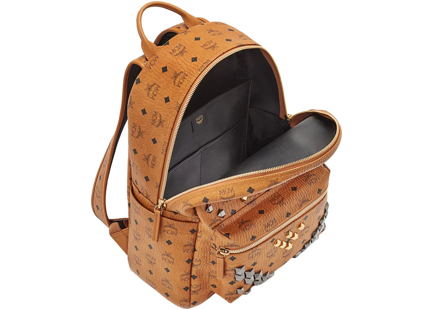 Mcm Stark Backpack Visetos M Studs Medium Cognac