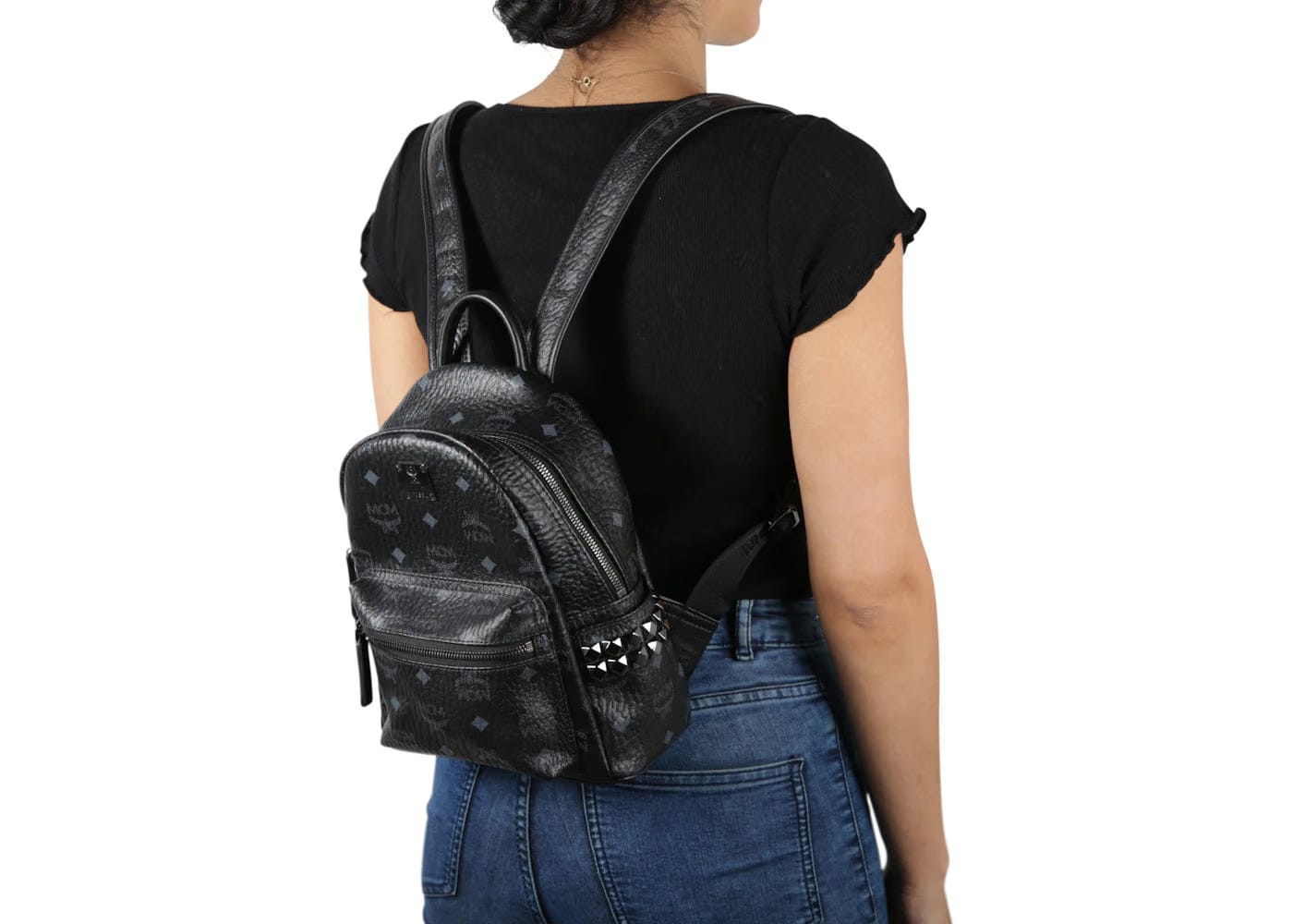 Mcm Stark Backpack Visetos Side Studs Mini Black