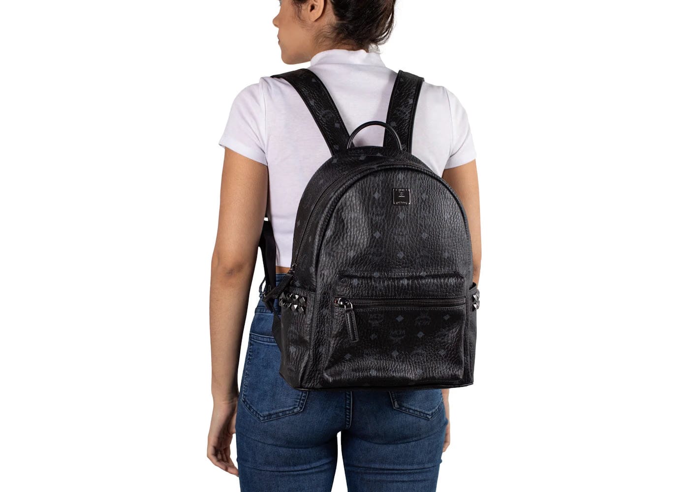 Mcm Stark Backpack Visetos Side Studs Small/Medium Black