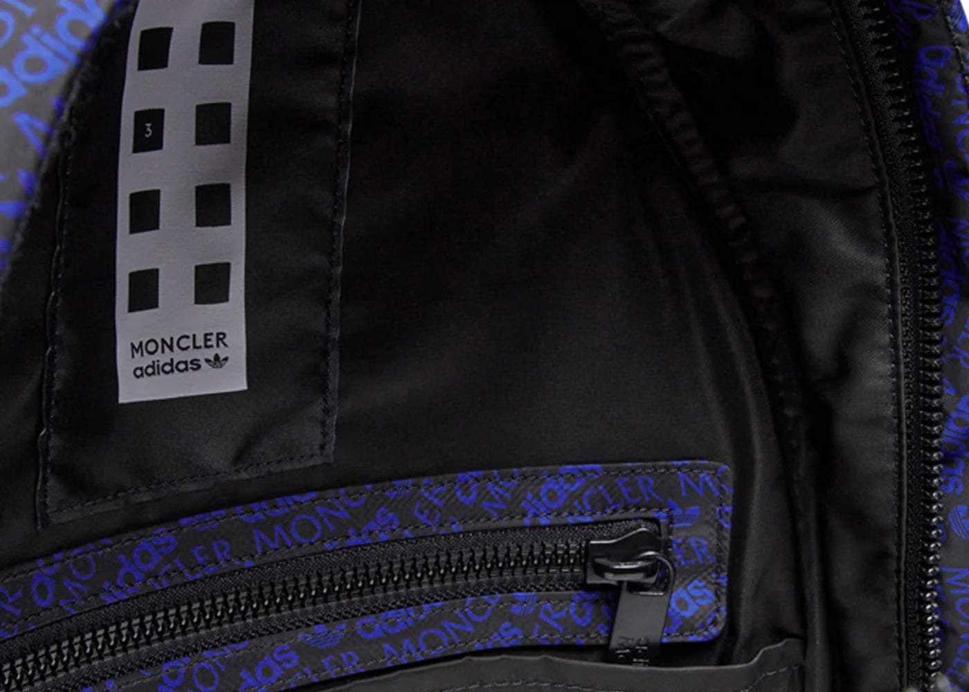 Moncler x Adidas Originals Logo Print Backpack Black & Blue