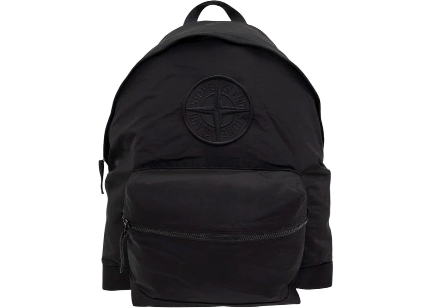 Stone Island Compass Embroidered Zipped Backpack Black