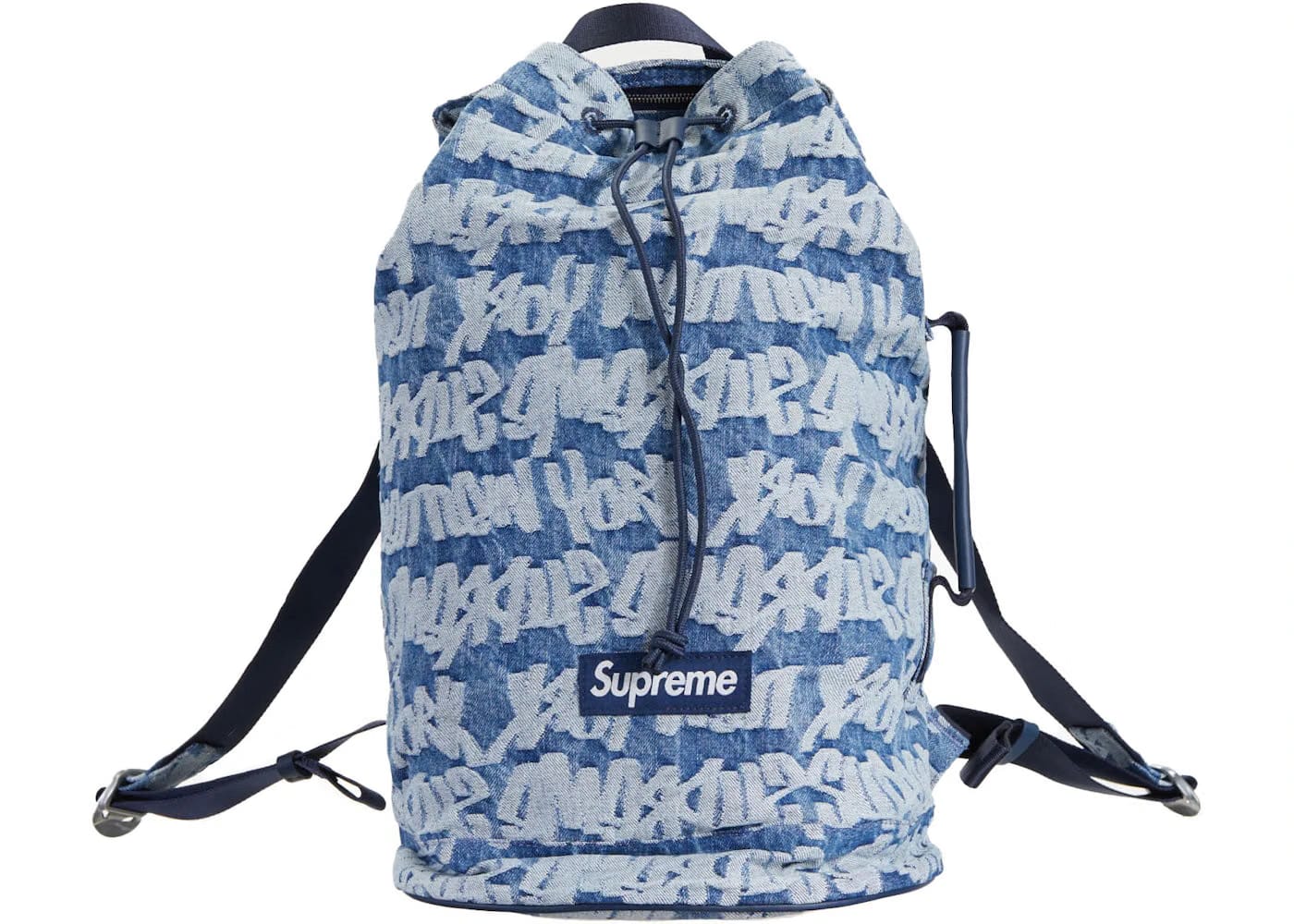 Supreme Fat Tip Jacquard Denim Backpack Blue
