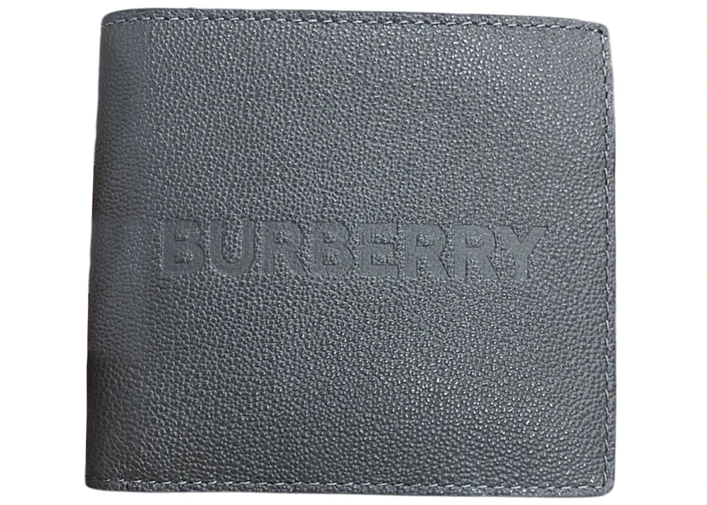 Burberry Embossed Leather Bifold Wallet Grey